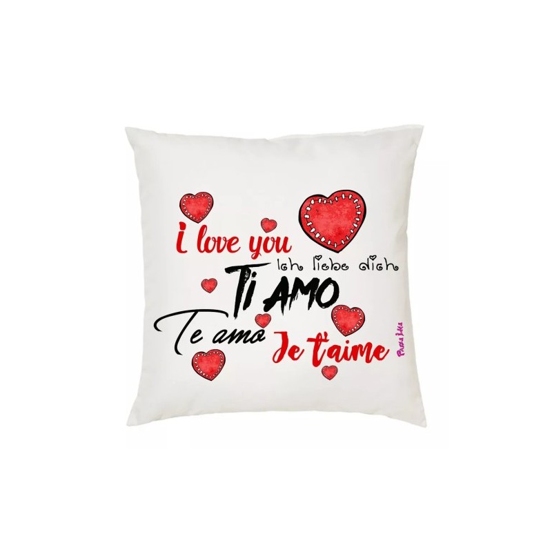 cuscino 40x40 scritta i love ti amo je t'aime idea regalo cuore san valentino