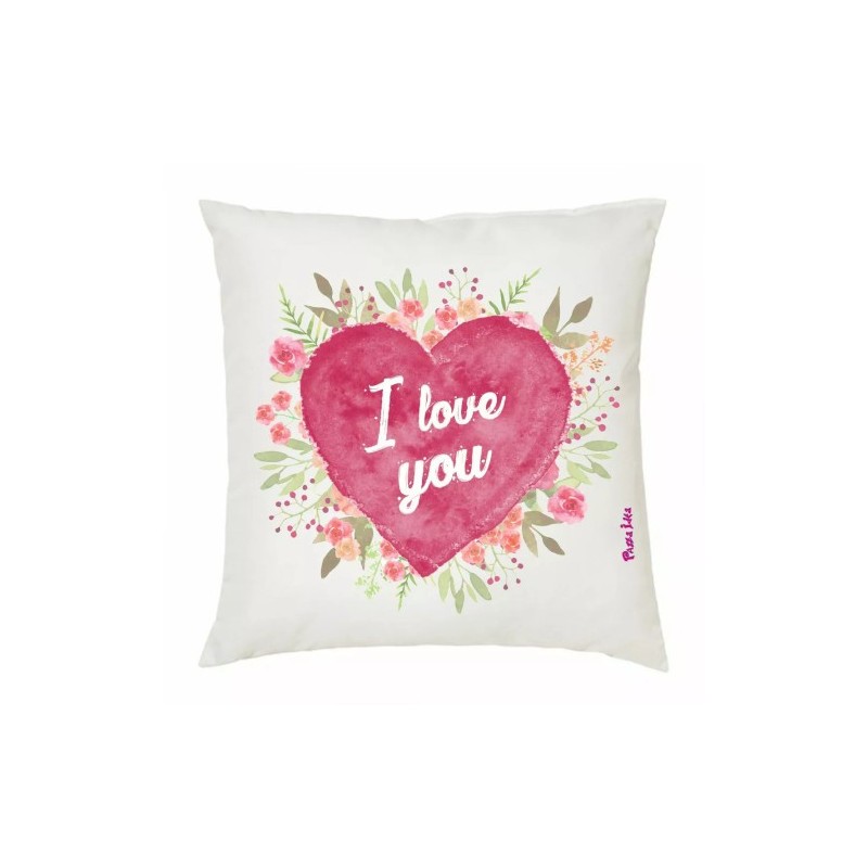 cuscino 40x40 scritta i love you festa innamorati regalo cuore rosa