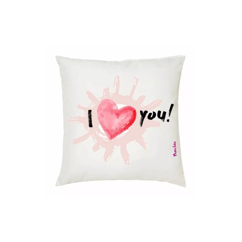 cuscino 40x40 scritta i love you festa innamorati regalo cuore sole