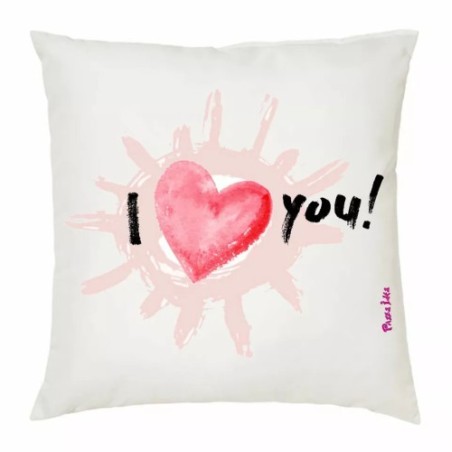 cuscino 40x40 scritta i love you festa innamorati regalo cuore sole