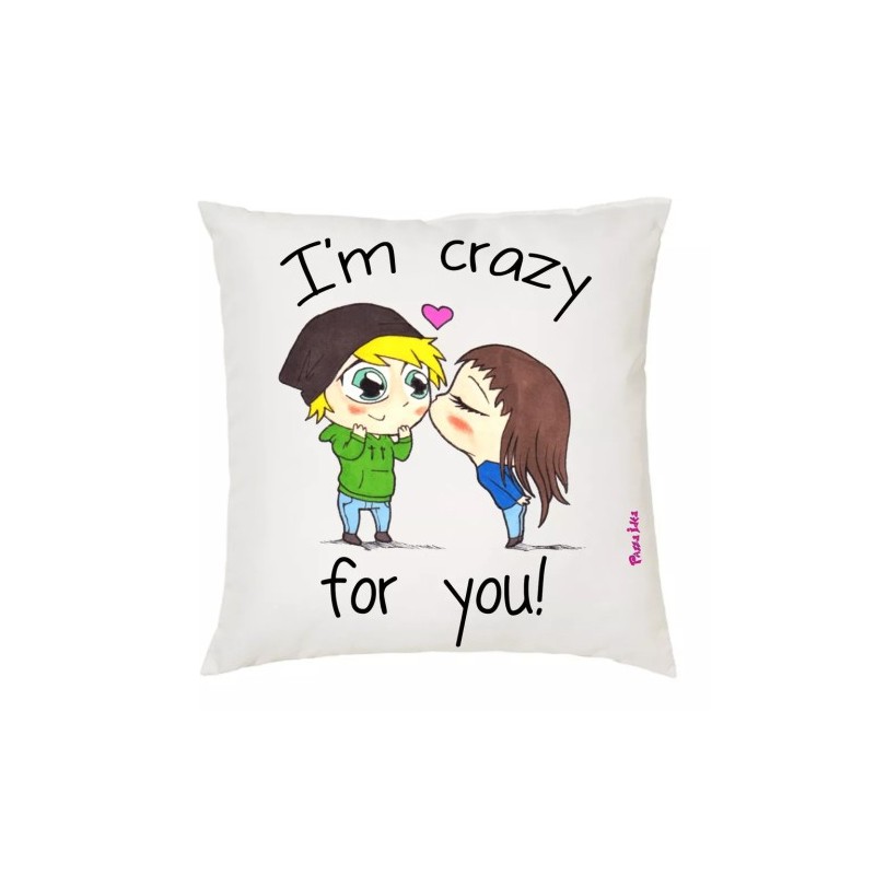 cuscino 40x40 scritta i'm crazy for you idea regalo cuore san valentino