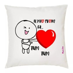 cuscino 40x40 scritta il mio cuore fa tum tum idea regalo cuore festa innamorati