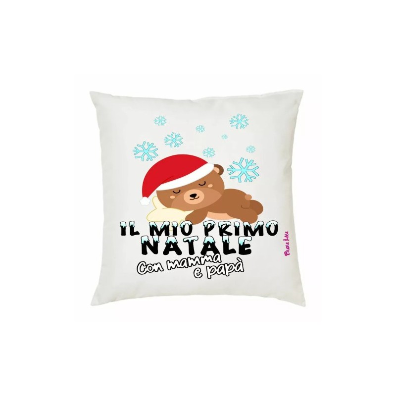 cuscino 40x40 scritta il mio primo natale con mamma e papa' regalo natale
