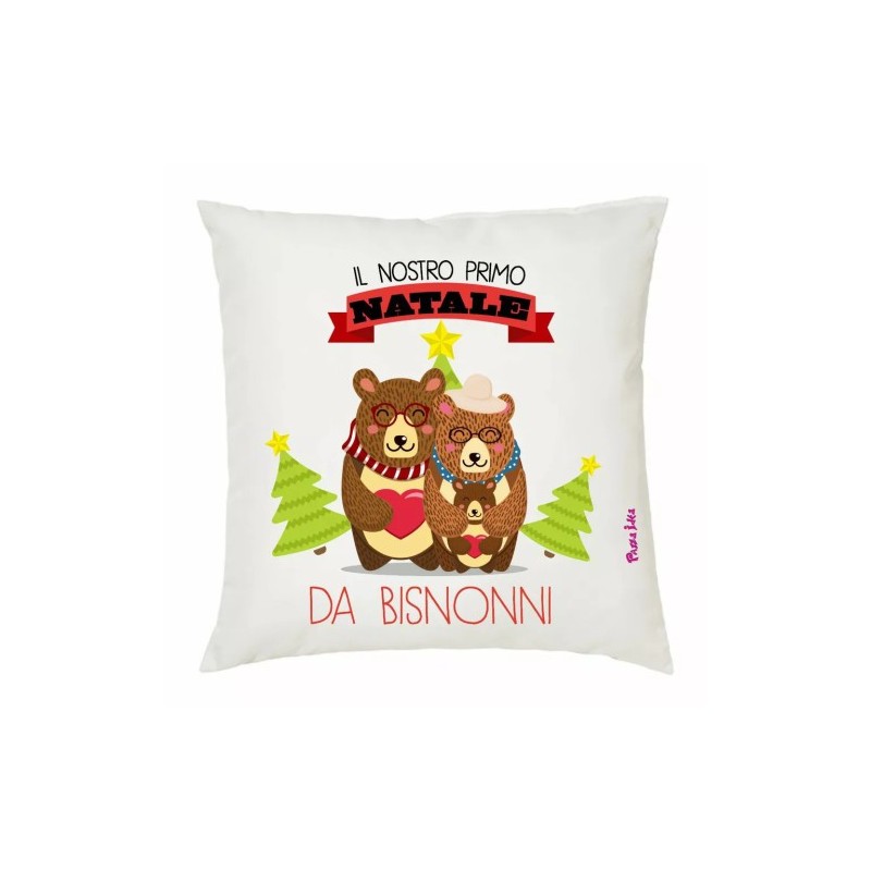 cuscino 40x40 scritta il nostro primo natale da bisnonni regalo natale nipoti