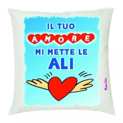cuscino 40x40 scritta il tuo amore mi mette le ali idea regalo san valentino