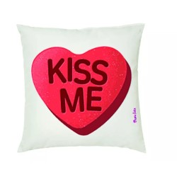 cuscino 40x40 scritta kiss me cuore rosso regalo san valentino uomo donna amore