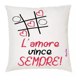 cuscino 40x40 scritta l'amore vince sempre idea regalo cuore san valentino