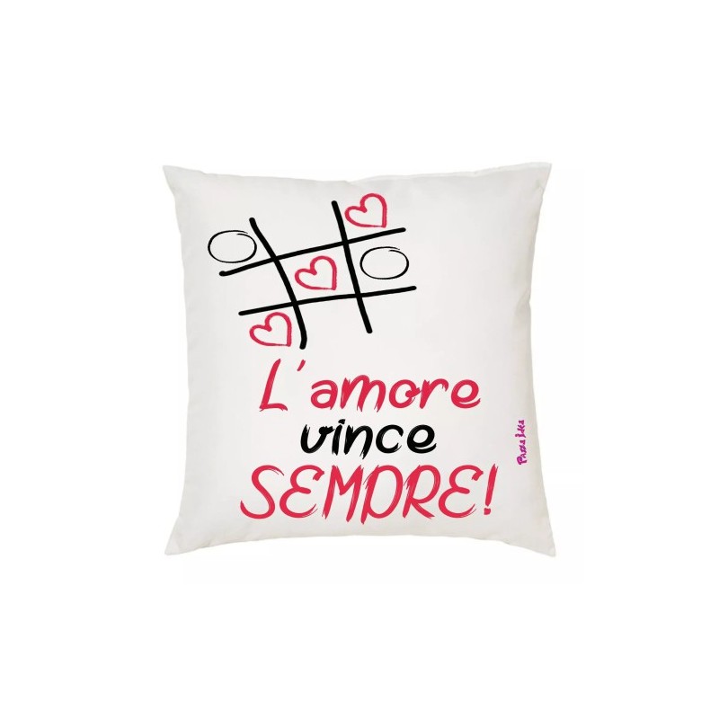 cuscino 40x40 scritta l'amore vince sempre idea regalo cuore san valentino
