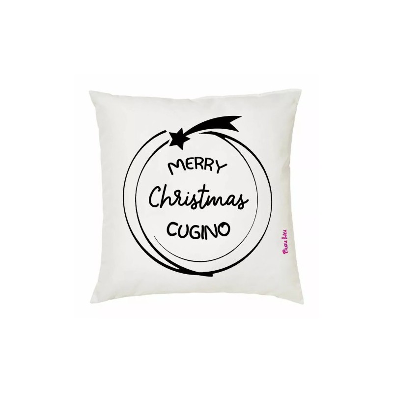 cuscino 40x40 scritta merry christmas cugino buon natale auguri regalo cugini