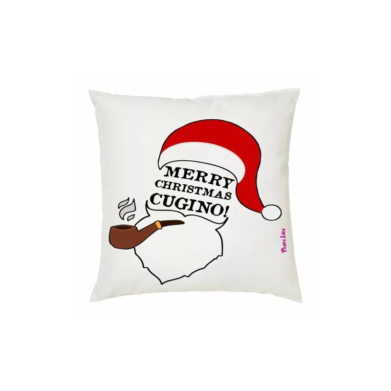 cuscino 40x40 scritta merry christmas cugino natale regalo babbo natale