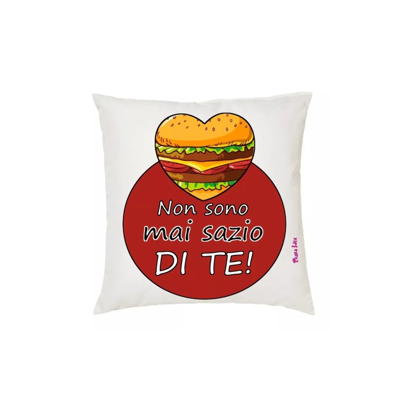 cuscino 40x40 scritta non sono mai sazio di te idea regalo cuore san valentino
