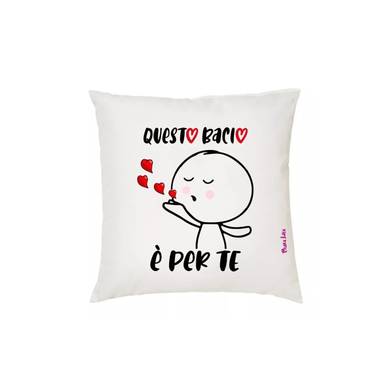cuscino 40x40 scritta questo bacio per te regalo festa innamorati uomo donna