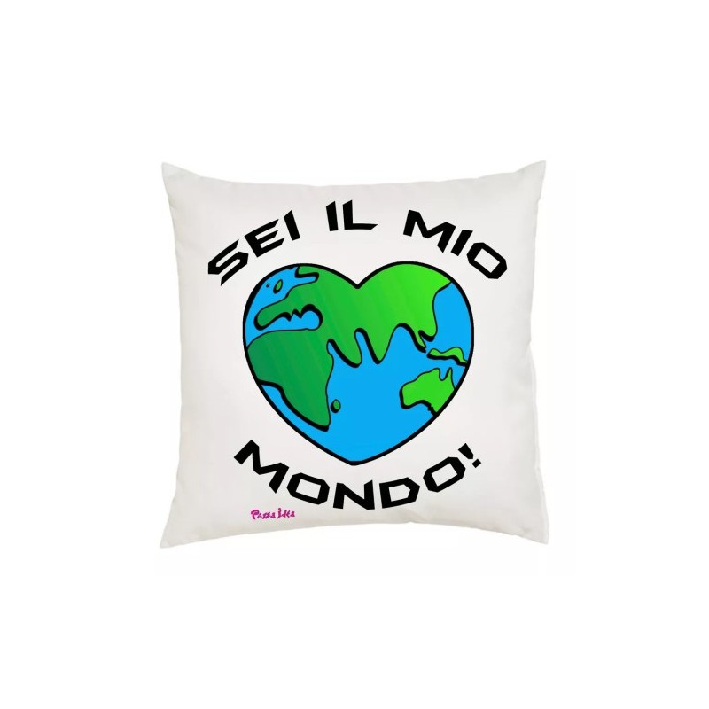 cuscino 40x40 scritta sei il mio mondo idea regalo cuore san valentino