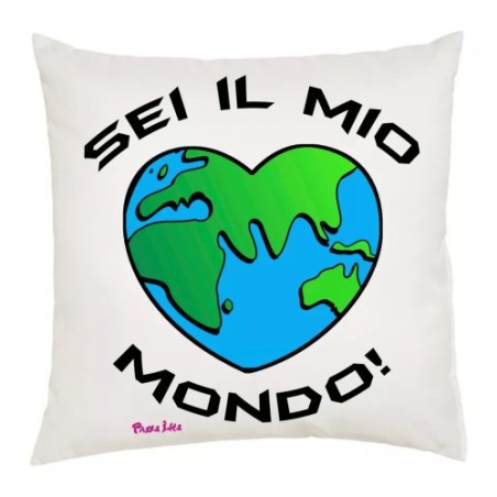 cuscino 40x40 scritta sei il mio mondo idea regalo cuore san valentino