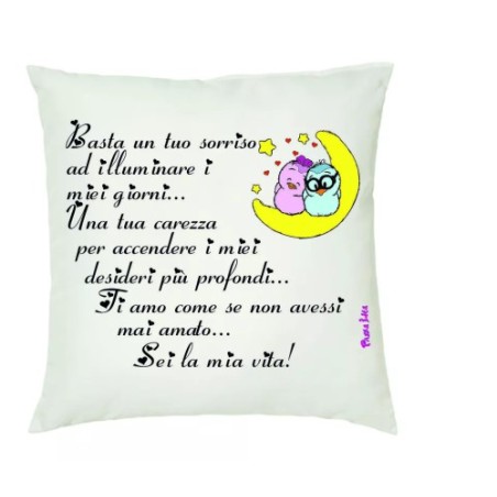 cuscino 40x40 scritta sei la mia vita idea regalo san valentino uomo donna