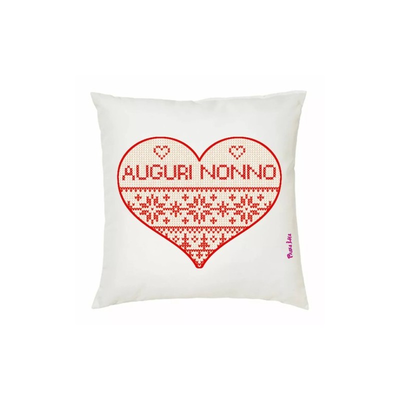 cuscino 40x40 scritta simpatica auguri nonno festa regalo nipoti natale cuore