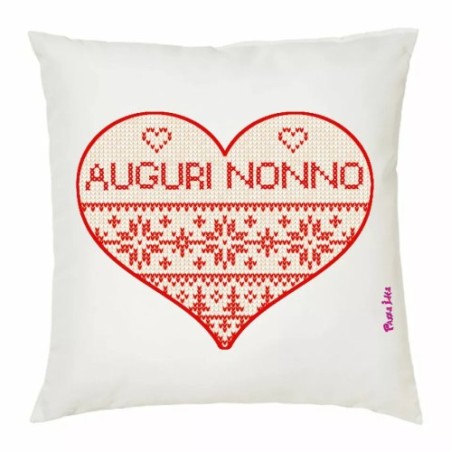 cuscino 40x40 scritta simpatica auguri nonno festa regalo nipoti natale cuore