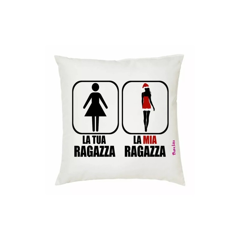 cuscino 40x40 scritta simpatica la tua ragazza la mia ragazza regalo natale