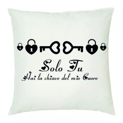 cuscino 40x40 scritta solo tu hai la chiave del cuore idea regalo san valentino