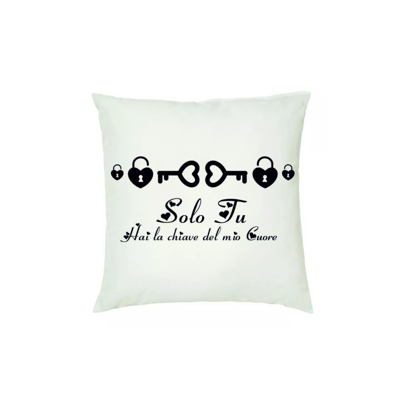 cuscino 40x40 scritta solo tu hai la chiave del cuore idea regalo san valentino