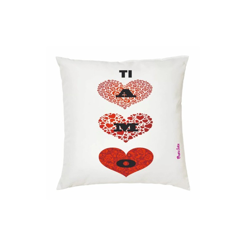 cuscino 40x40 scritta ti amo cuori amore idea regalo festa innamorati uomo donna