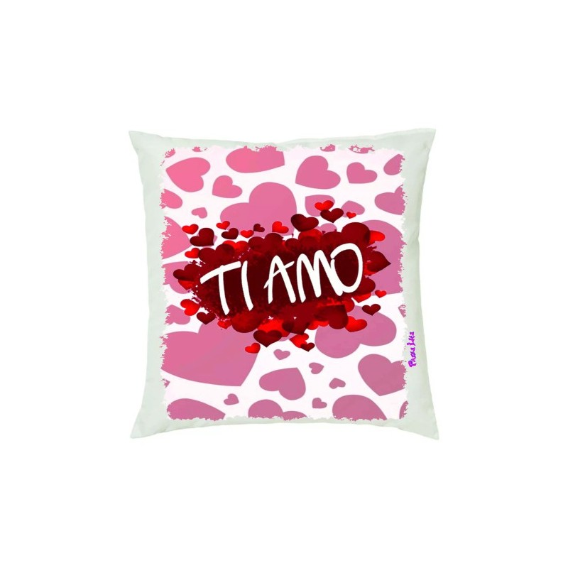 cuscino 40x40 scritta ti amo cuori cuore idea regalo san valentino uomo donna