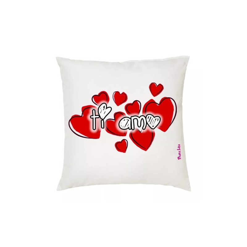 cuscino 40x40 scritta ti amo cuori rossi idea regalo cuore san valentino