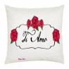 cuscino 40x40 scritta ti amo festa innamorati regalo amore rose rosse