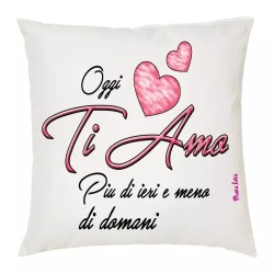 cuscino 40x40 scritta ti amo più di ieri meno domani regalo cuore san valentino