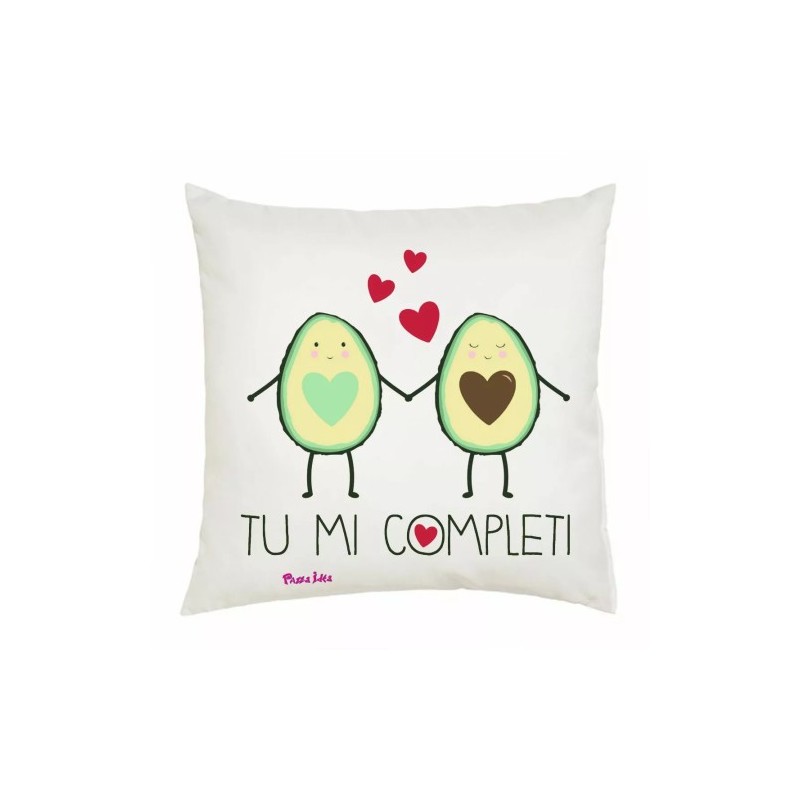 cuscino 40x40 scritta tu mi completi festa innamorati regalo amore cuori
