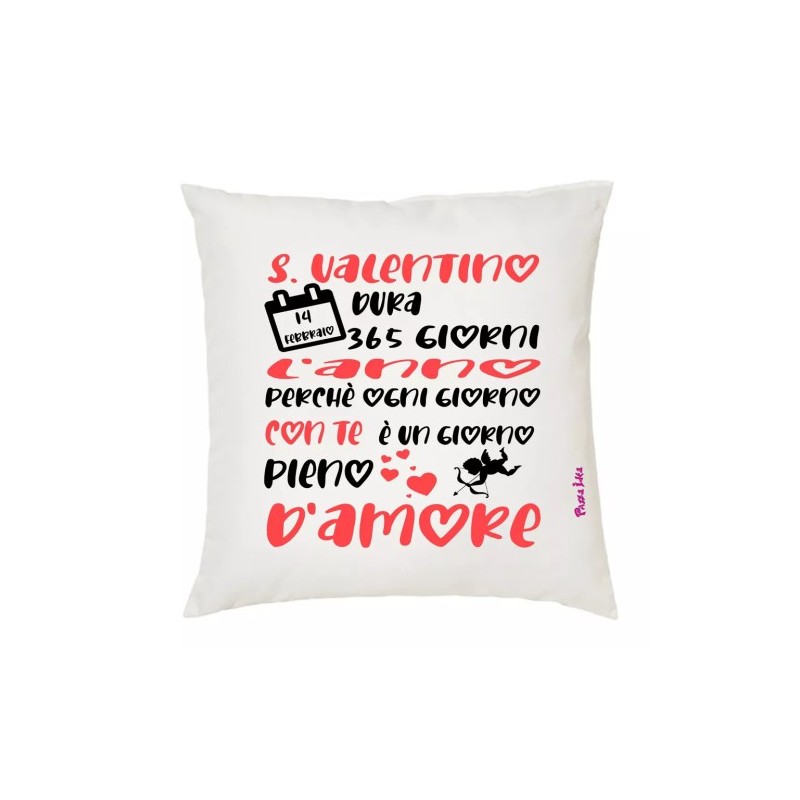 cuscino 40x40 scritta un giorno pieno d'amore idea regalo cuore festa innamorati