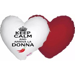 cuscino a cuore con scritta keep calm and arriva la donna regalo festa donna