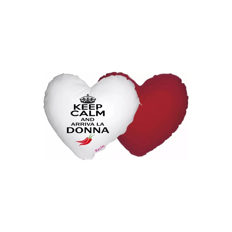 cuscino a cuore con scritta keep calm and arriva la donna regalo festa donna