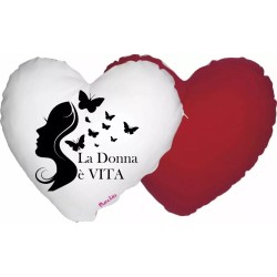 cuscino a cuore con scritta la donna e vita regalo festa della donna compleanno