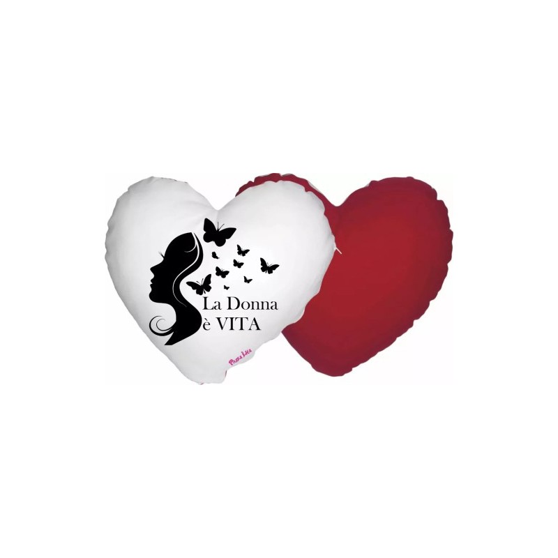 cuscino a cuore con scritta la donna e vita regalo festa della donna compleanno