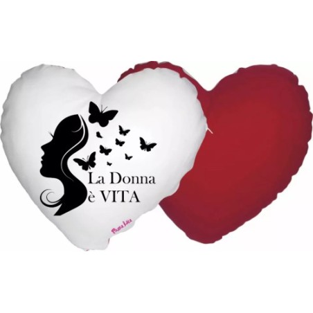 cuscino a cuore con scritta la donna e vita regalo festa della donna compleanno