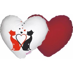 cuscino a forma di cuore con disegno gatto gatti festa innamorati amore regalo