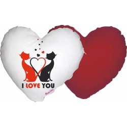 cuscino a forma di cuore con disegno gatto gatti festa innamorati amore regalo
