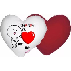 cuscino a forma di cuore con scritta il mio cuore fa tum tum festa innamorati
