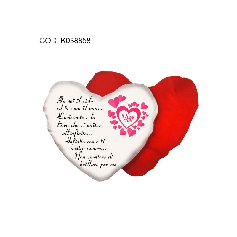 cuscino a forma di cuore con scritta poesia i love you AMORE san valentino