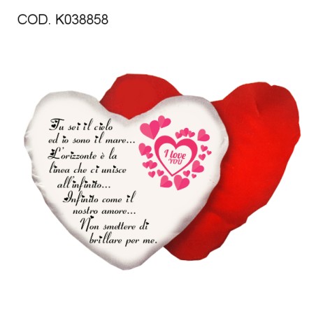 cuscino a forma di cuore con scritta poesia i love you AMORE san valentino