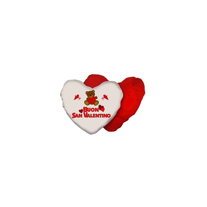 cuscino bianco rosso forma cuore scritta buon san valentino amore orsetto