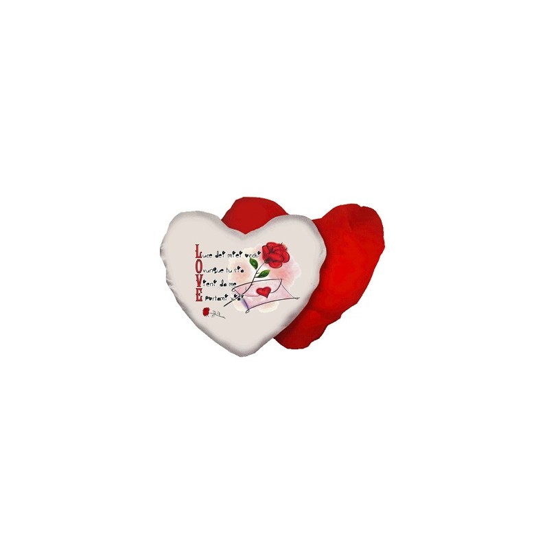 cuscino bianco rosso forma cuore scritta love san valentino amore rosa