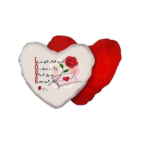 cuscino bianco rosso forma cuore scritta love san valentino amore rosa