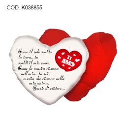 cuscino bianco rosso forma cuore scritta poesia AMORE san valentino ti amo