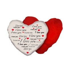 cuscino bianco rosso forma cuore scritta ti amo i love you san valentino amore