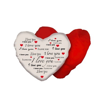 cuscino bianco rosso forma cuore scritta ti amo i love you san valentino amore