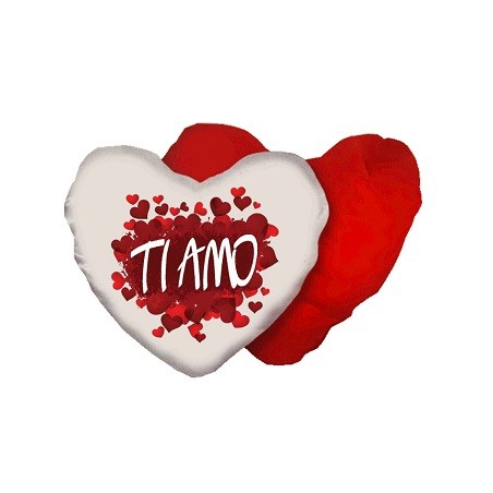 cuscino bianco rosso forma cuore scritta ti amo i love you san valentino amore