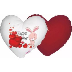 cuscino forma cuore disegno cuori coniglio i love you festa innamorati amore