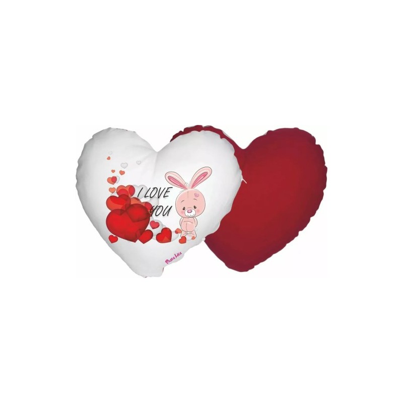 cuscino forma cuore disegno cuori coniglio i love you festa innamorati amore